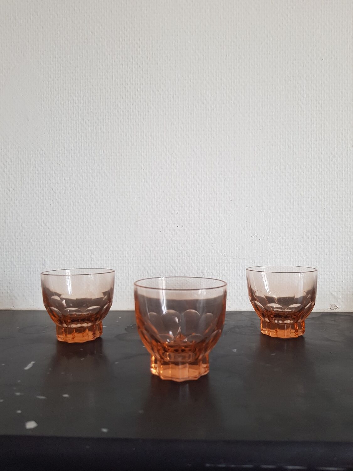 Set of 6 small pink glasses