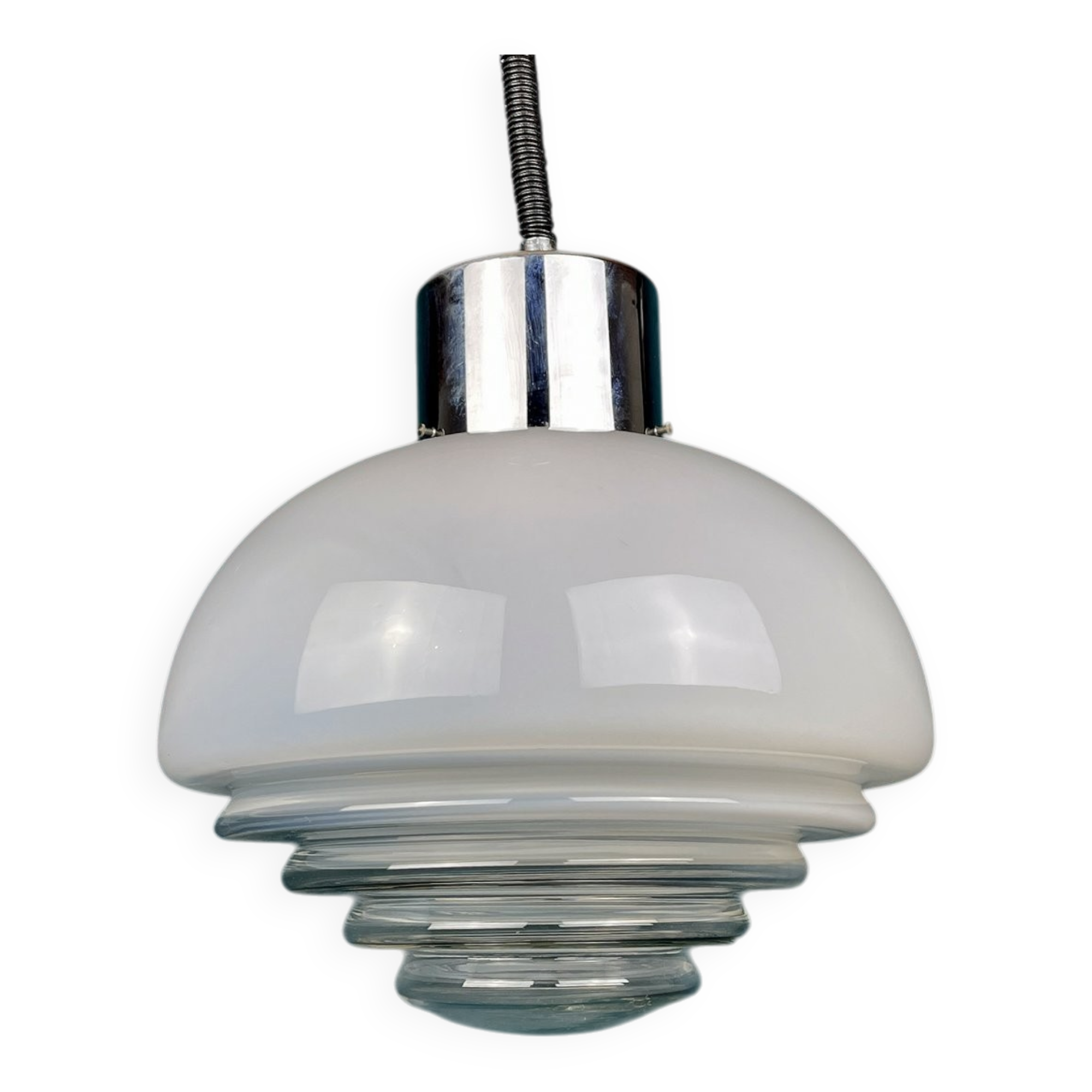 White mid-century Italian pendant lamp by Mazzega, 1970s.