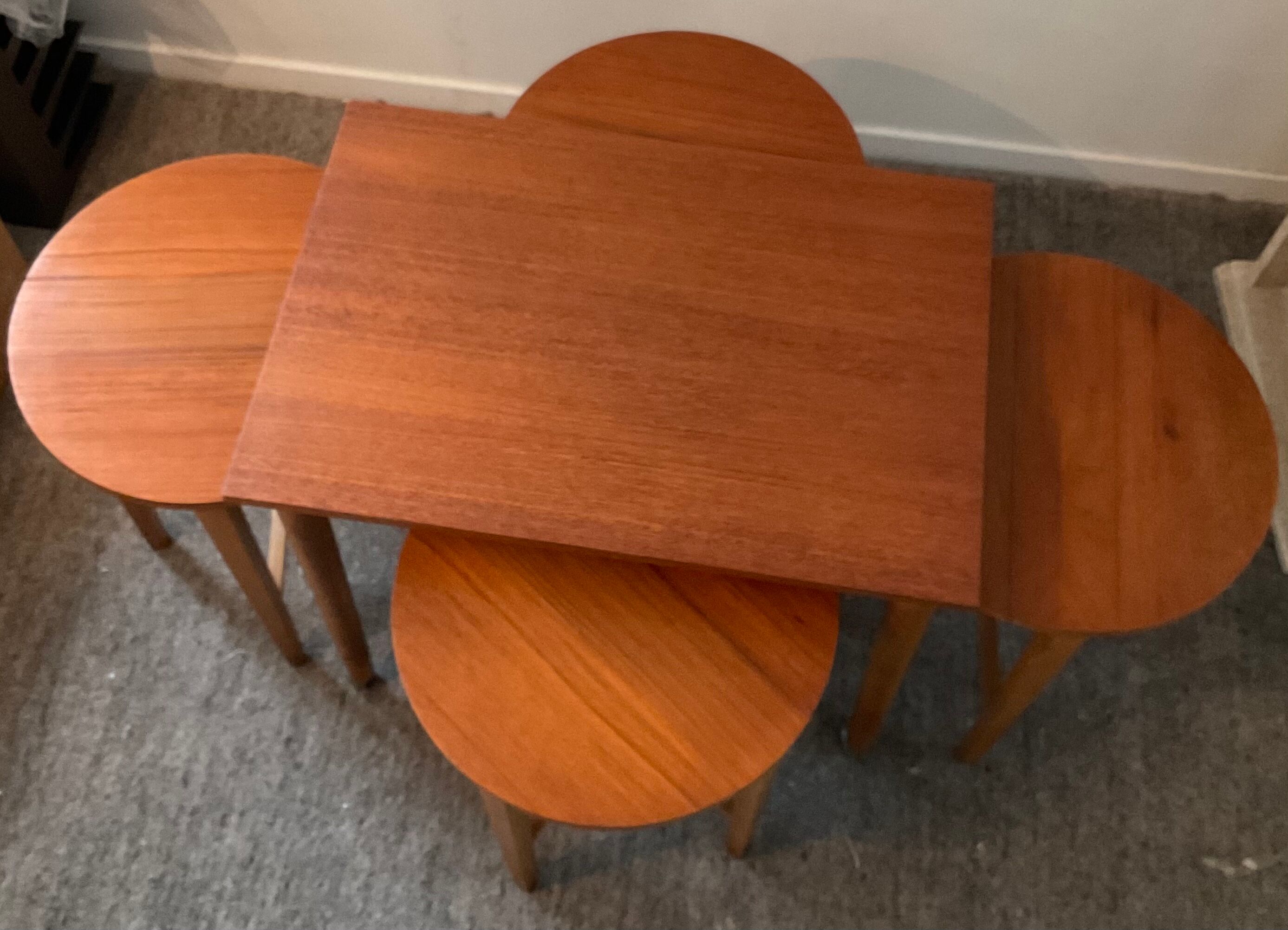Scandinavian set by Poul Hundevad table and 4 folding teak stools