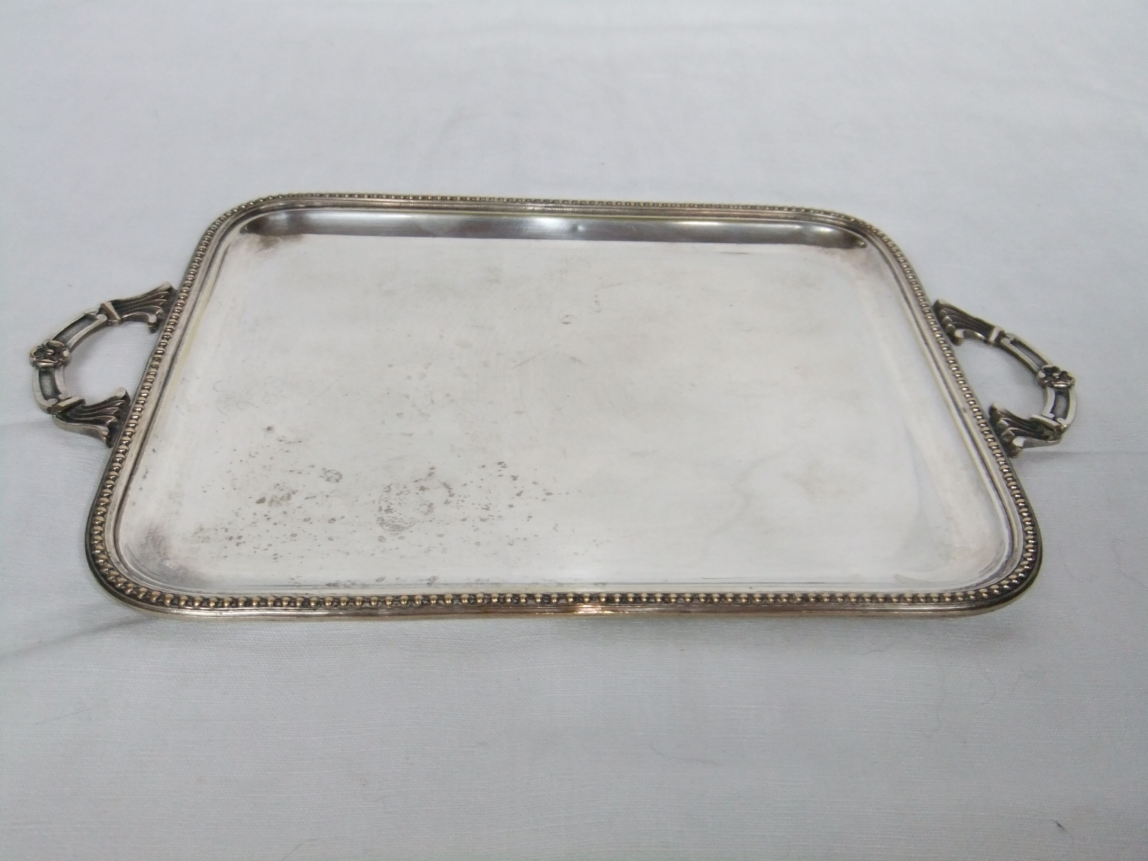 Serving tray with liqueur or other silver metal old art nouveau hallmark
