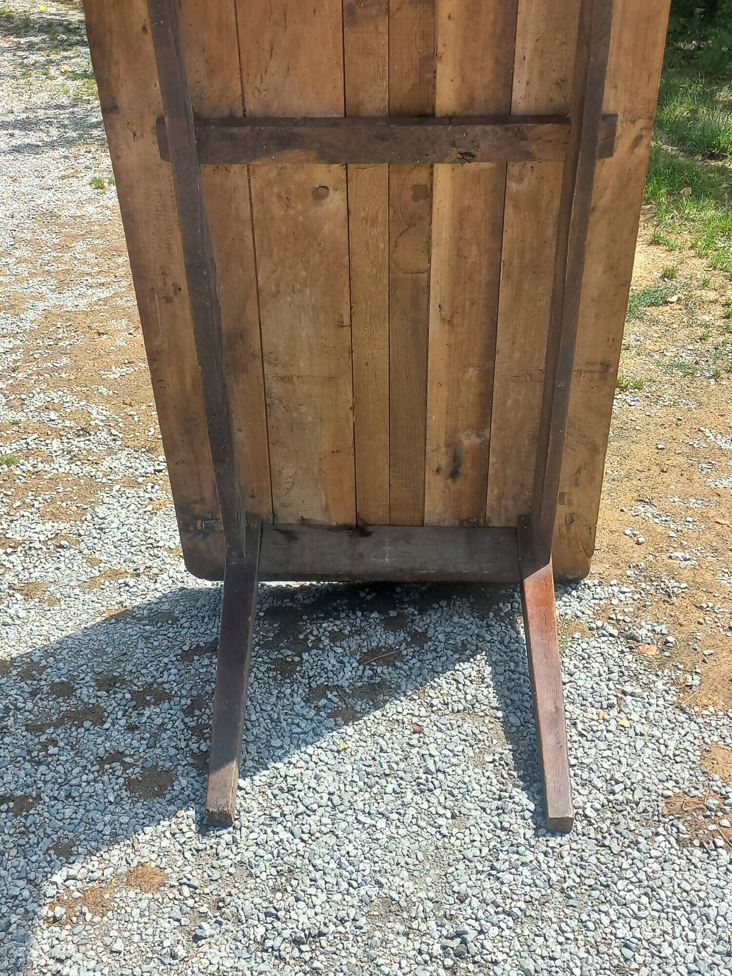 19th century farmhouse table in oak and poplar with spindle legs 198cm