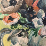 Oil on panel bouquet signed