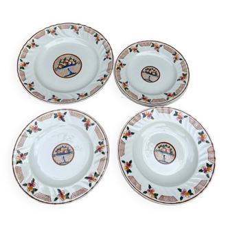 Plat et assiettes art déco, Longwy - décor Maurice