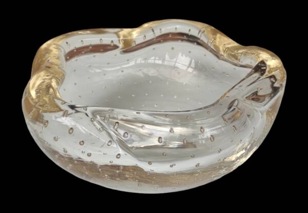 Ancienne coupe coupelle verre bullé Murano design italien