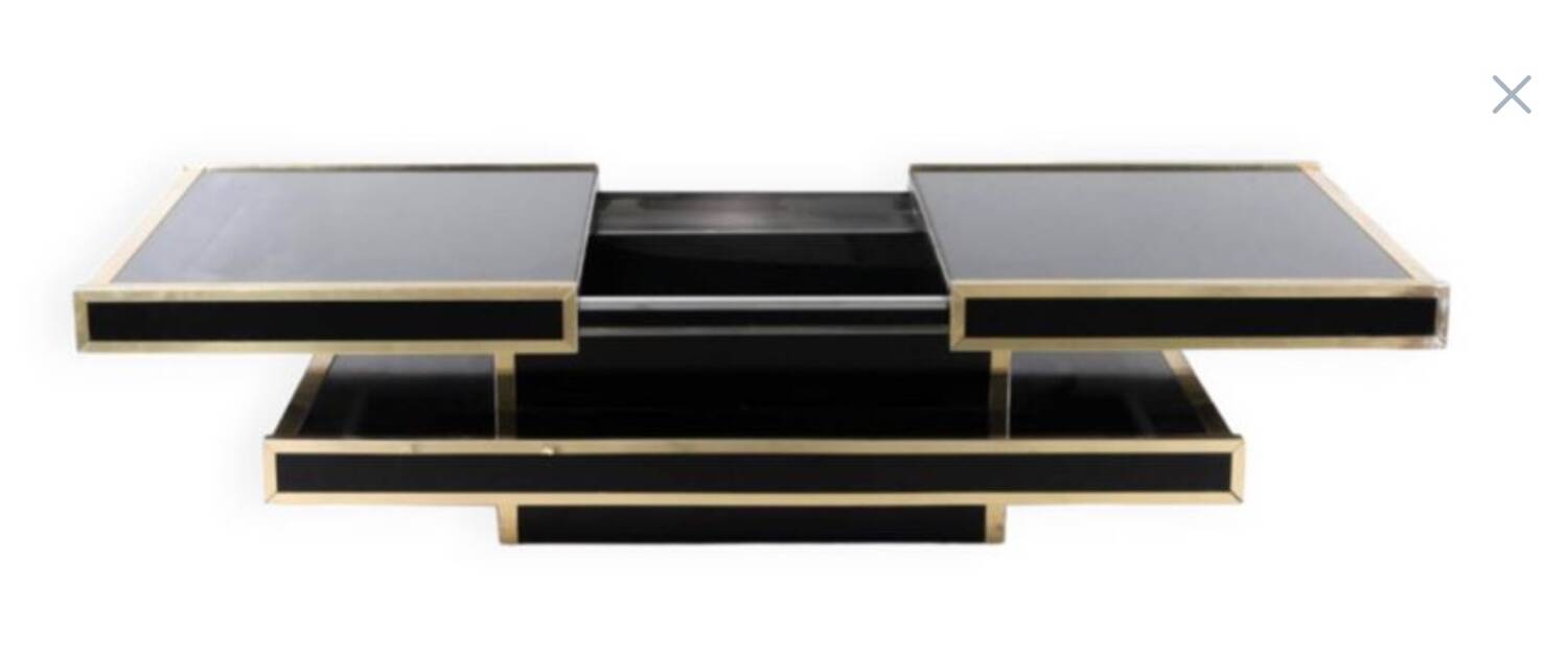 Brass and lacquered glass coffee table, circa 1979