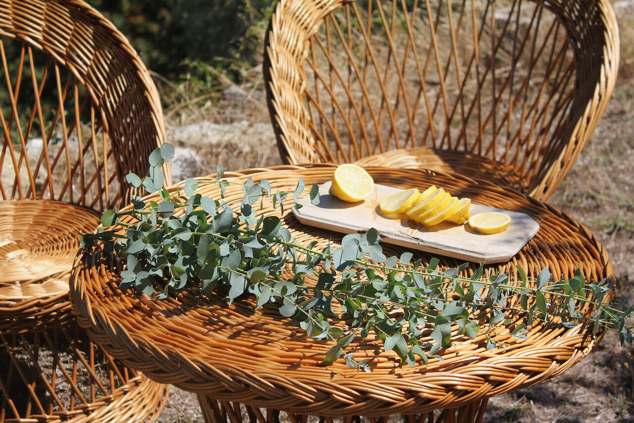 Vintage wicker chairs and table
