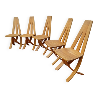 Série 5 chaises Epona design Francis Taglan France