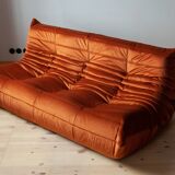 3-seater Togo dark amber velvet sofa designed by Michel Ducaroy 1973