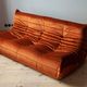 3-seater Togo dark amber velvet sofa designed by Michel Ducaroy 1973
