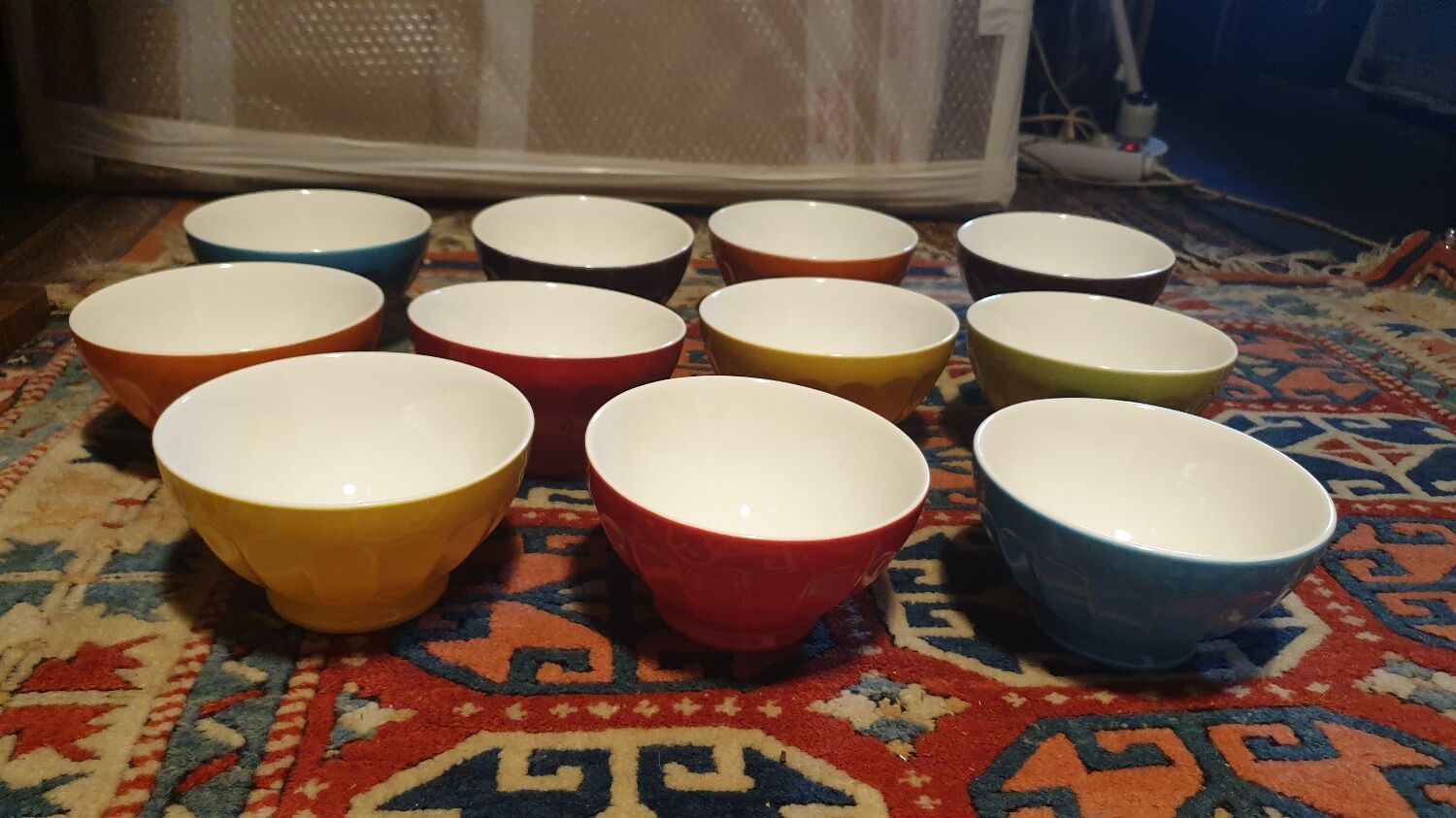 Ribbed ceramic bowls