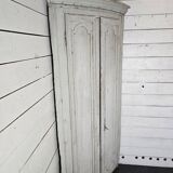 19th century curved corner cupboard in patinated oak