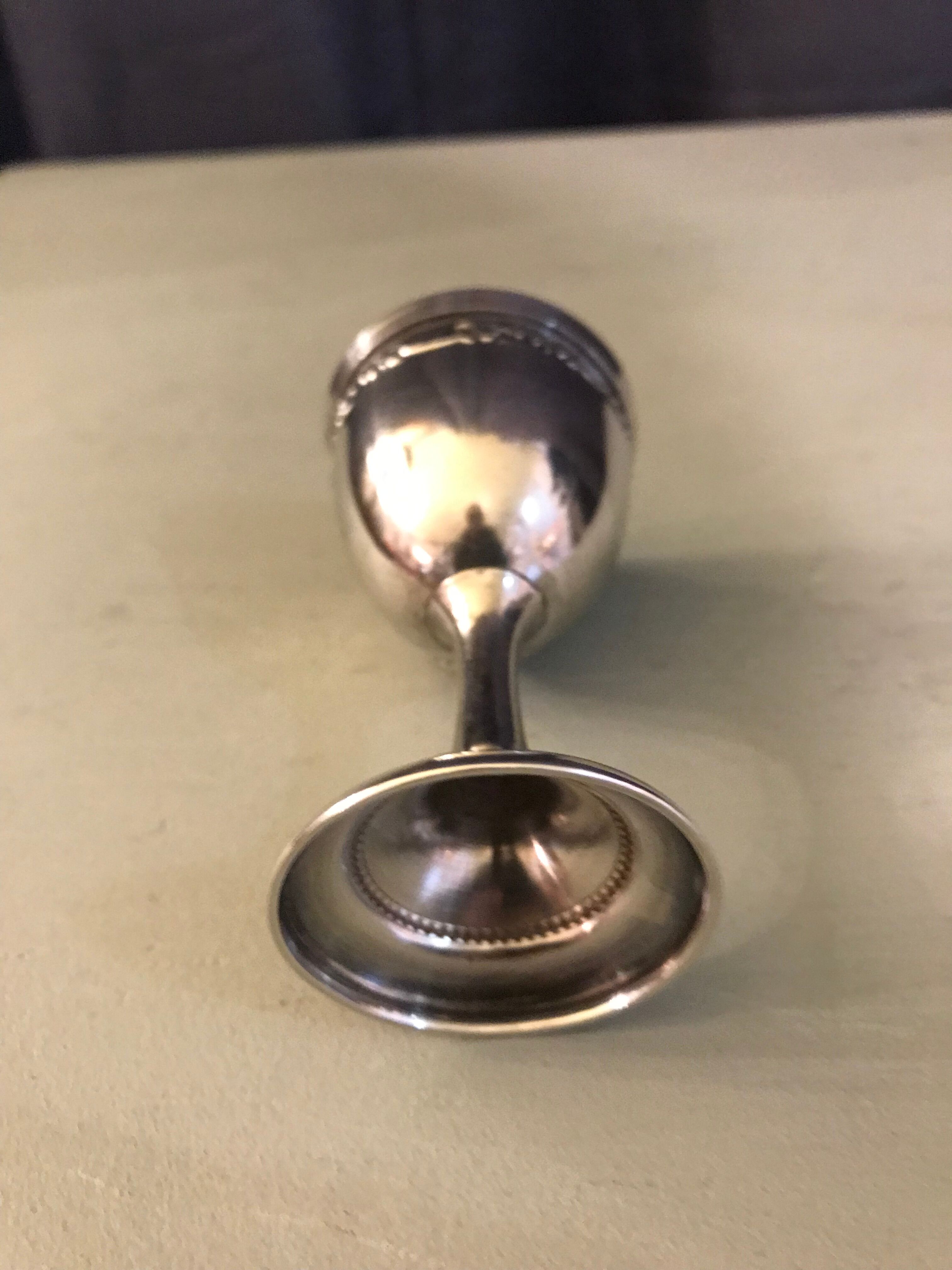 Coquetier Napoleon III solid silver poiçon Minerve with monogram L.M