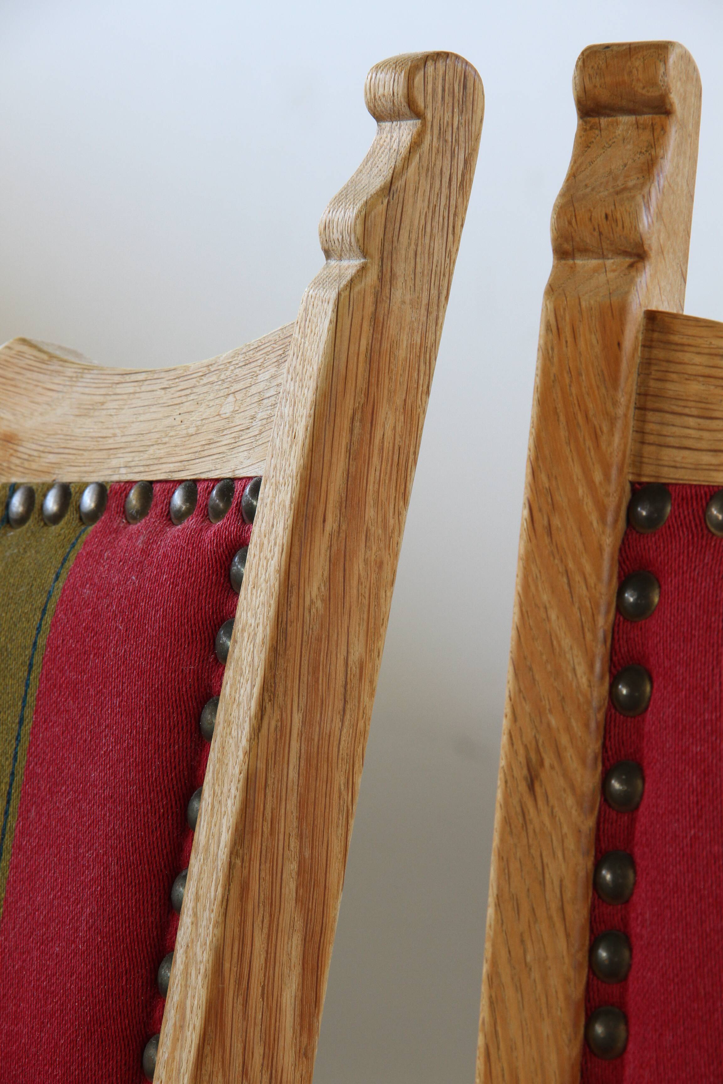 Lot of 6 Vintage Danish Brutalist Oak Dining Chairs, Henning Kjærnulf Style, 1960s