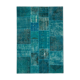 Hand-knotted oriental overdyed 169 cm x 243 cm turquoise patchwork carpet