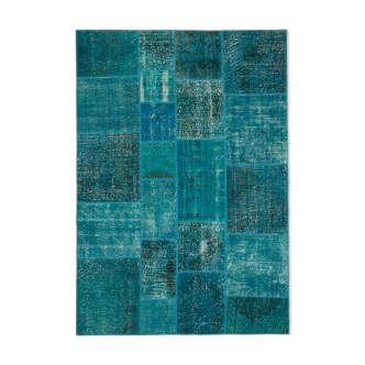 Tapis oriental surteint noué à la main 169 cm x 243 cm tapis patchwork turquoise