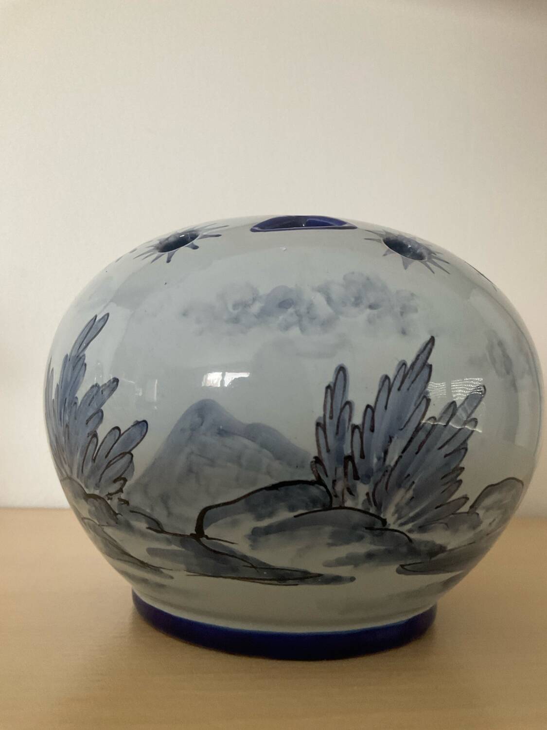 Vintage Nevers earthenware flower vase