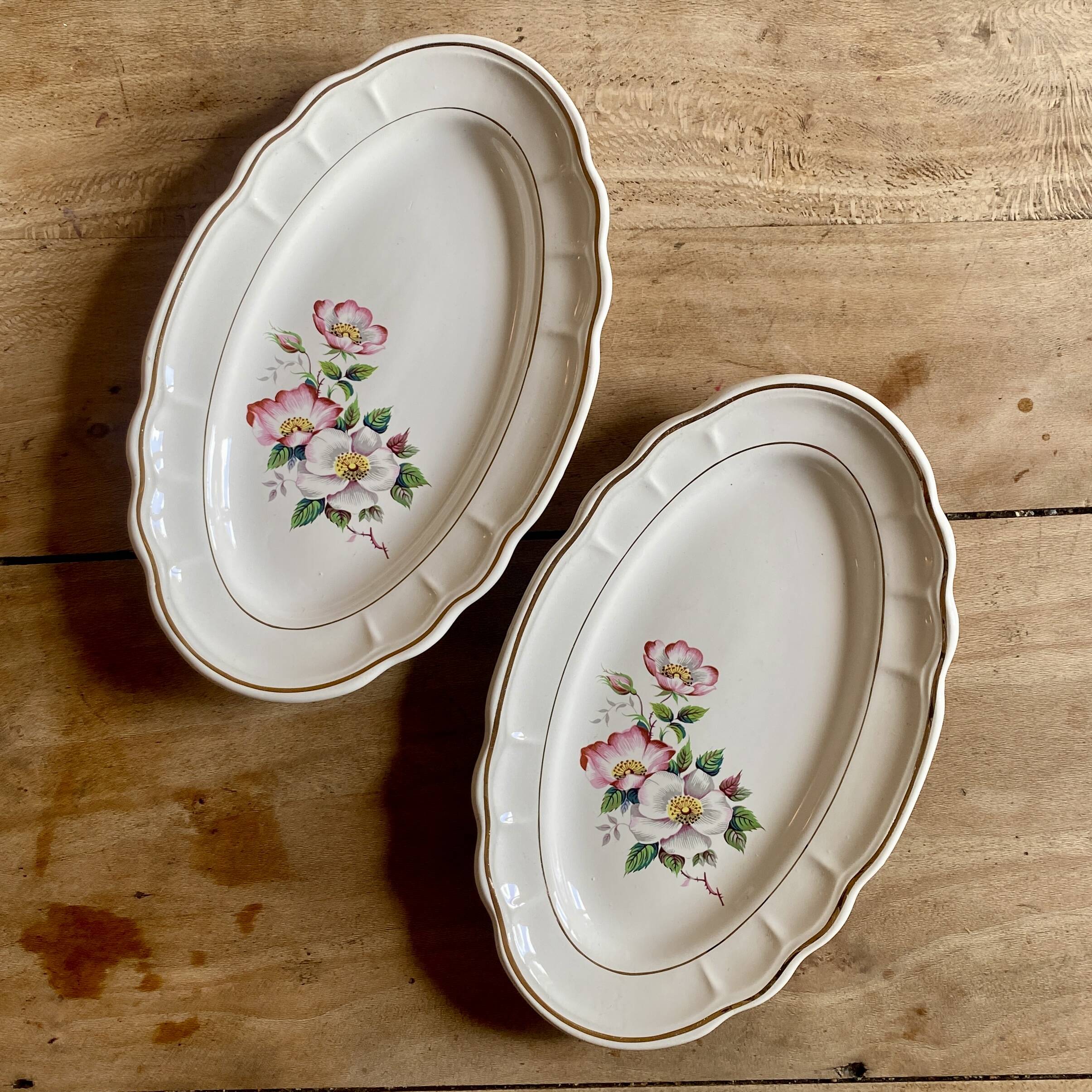 Lot de 2 plats ovales- raviers vintage Salins