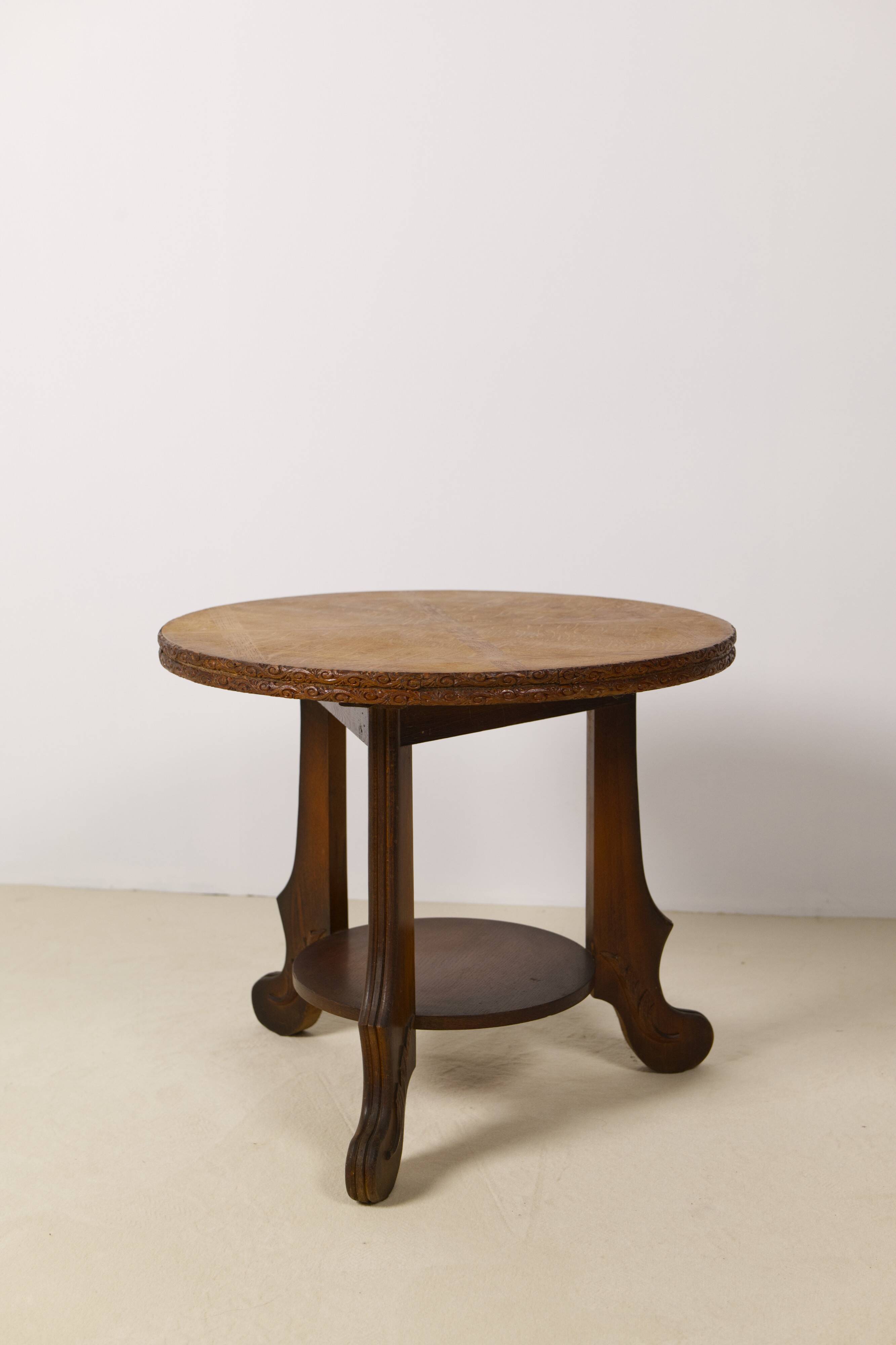 Art Deco Oak two-tiered side table, Belgium 1930's