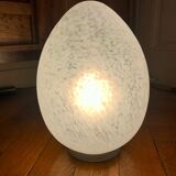 Egg lamp speckled white glass