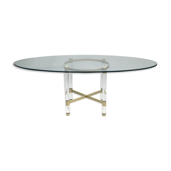 Table plexi laiton de Sandro Petti pour Metalarte 1970