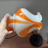 Seventies orange and white marbled pendant light