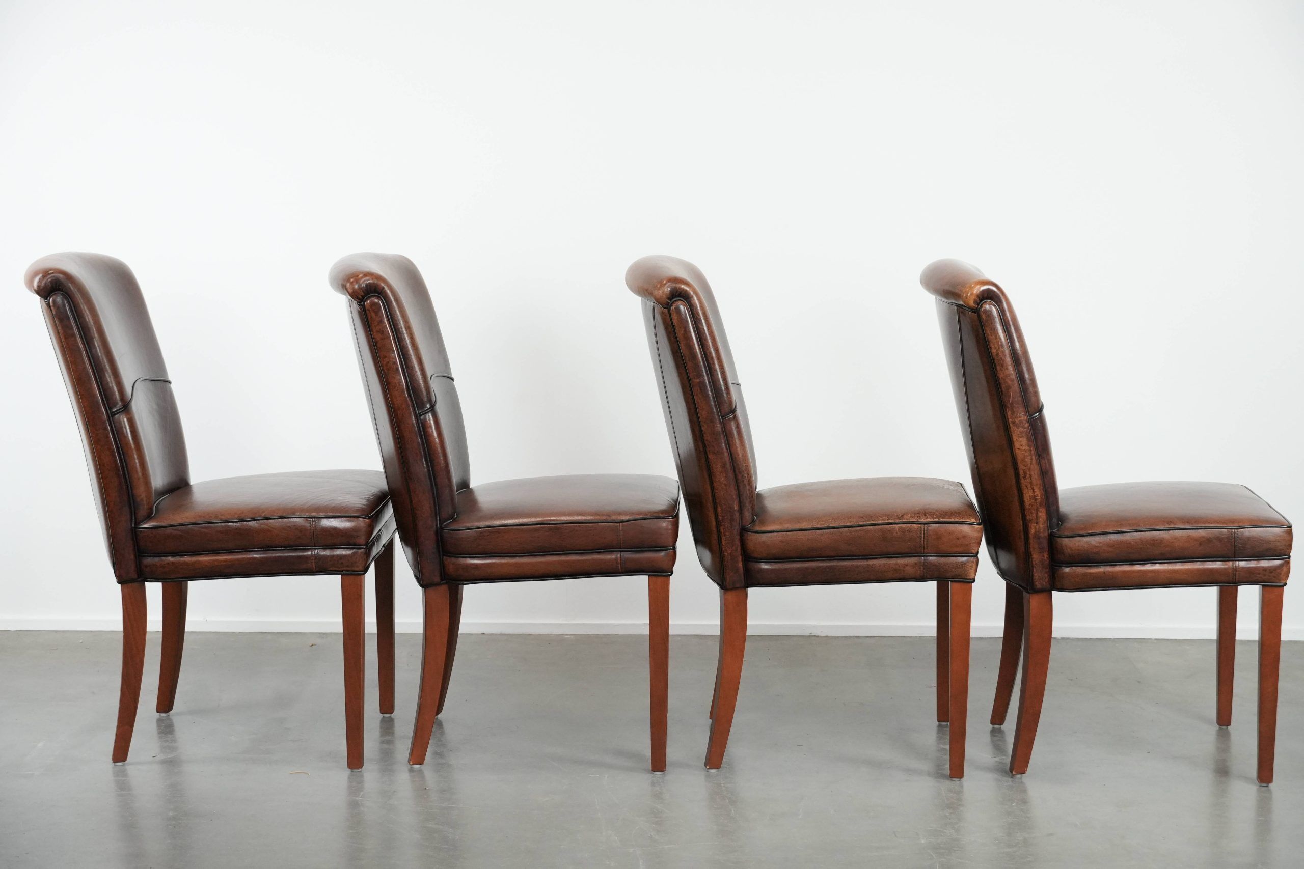 Set of 4 beautiful sheepskin dining chairs with character