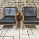 Paire de faureuil Scandinave cuir 1970"