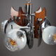 Mazzega chandelier in murano glass, chrome and wood, 1970's