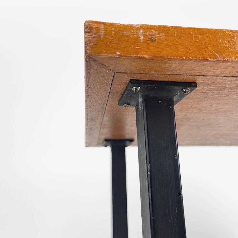 Side table in wood, ceramic and metal from the 70s