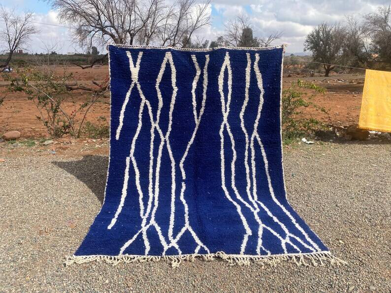 Moroccan blue decorated rug 200cmx300cm