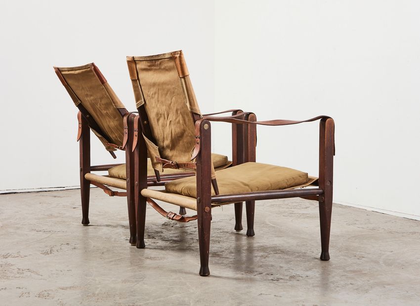 Kaare Klint Pair of Safari Chairs for Rud Rasmussen Denmark 1960s