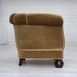 Fauteuil danois en velours vert clair et chêne, années 1960