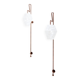 Pair of large patinated metal wall lights by Mattia Bonetti 2009