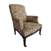 Napoleon III armchair in wood and floral patterned fabric
