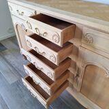 Low buffet in renovated solid cherry wood – Revisited Louis XV style – 250 cm