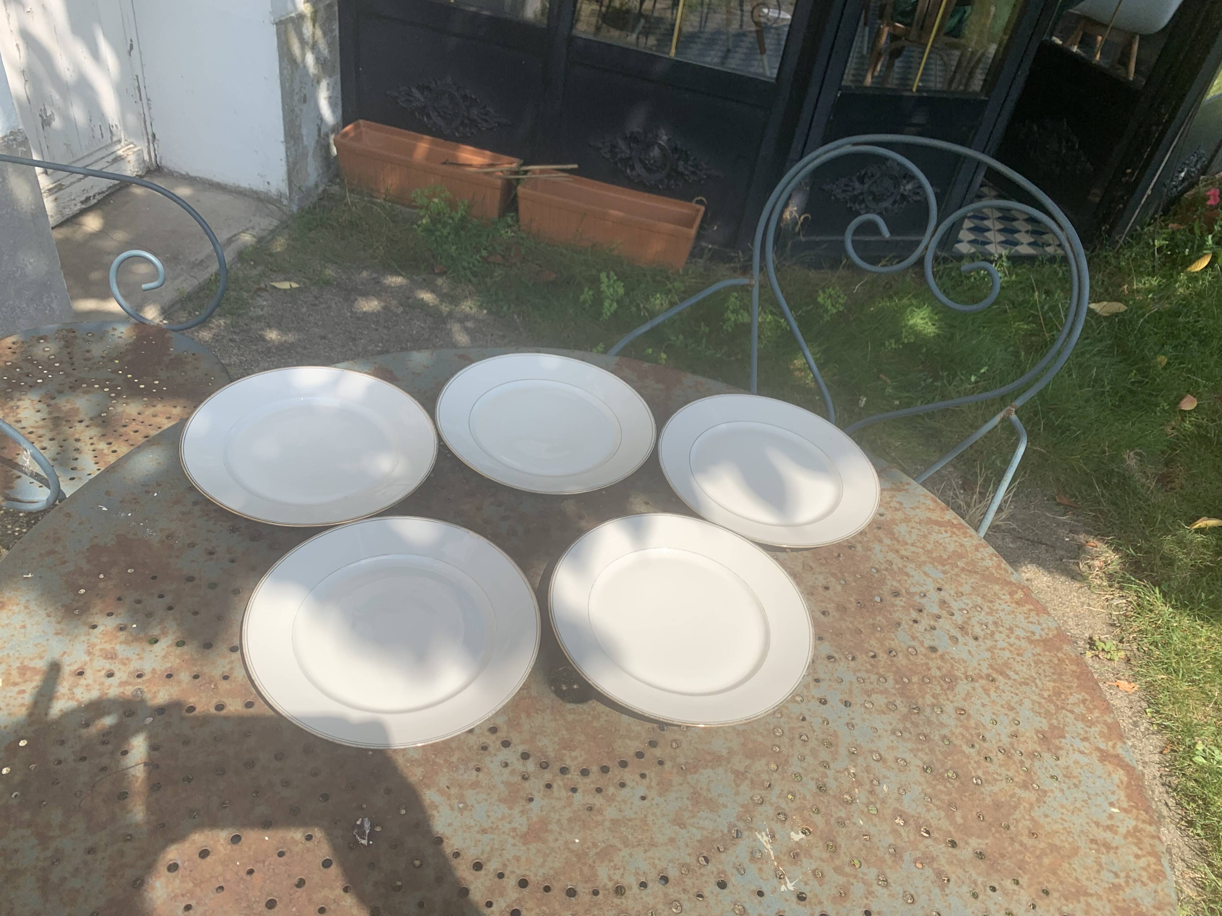 5 Limoges porcelain dinner plates stamped Limoges France