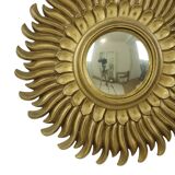 Vintage Sun Mirror Sunburst Mirror Convex Gold Resin 42cm