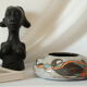 Modernist Raku bowl vase with glaze effect, signed.