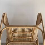Amsterdam rattan armchair with U-shaped armrest, squared canework
