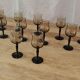 11 verres apéritifs torsadé fumé à pieds noir Arcoroc