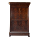 Large secretary with a drop-down front, Restoration style in flamed mahogany and marble.