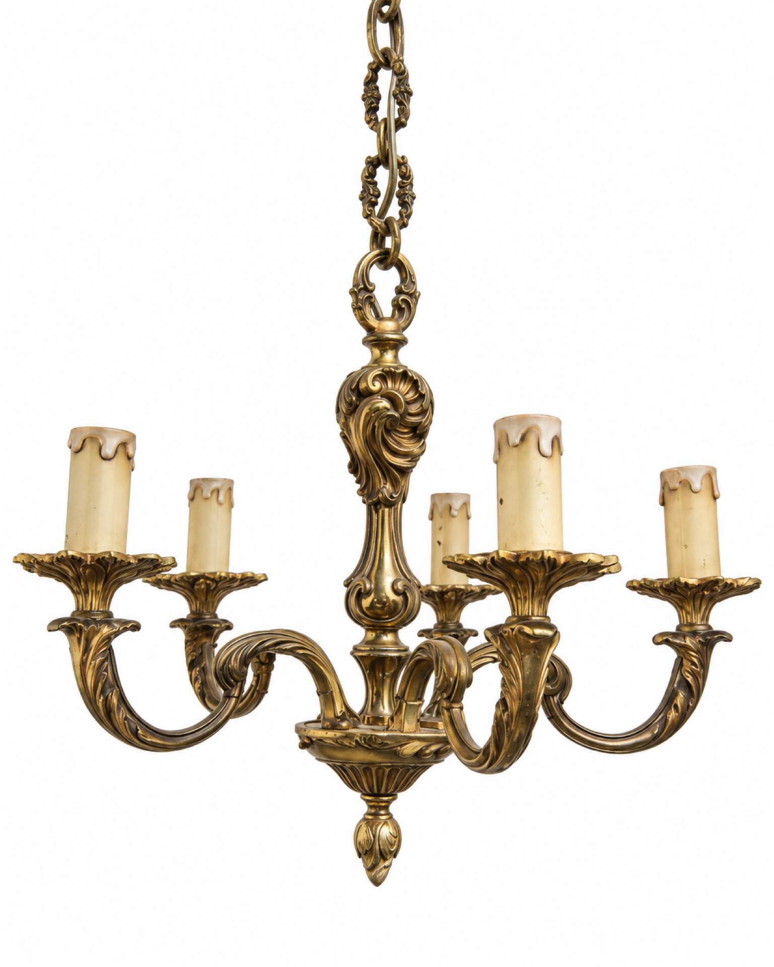 Lustre en Laiton Louis XV à 5 ampoules 