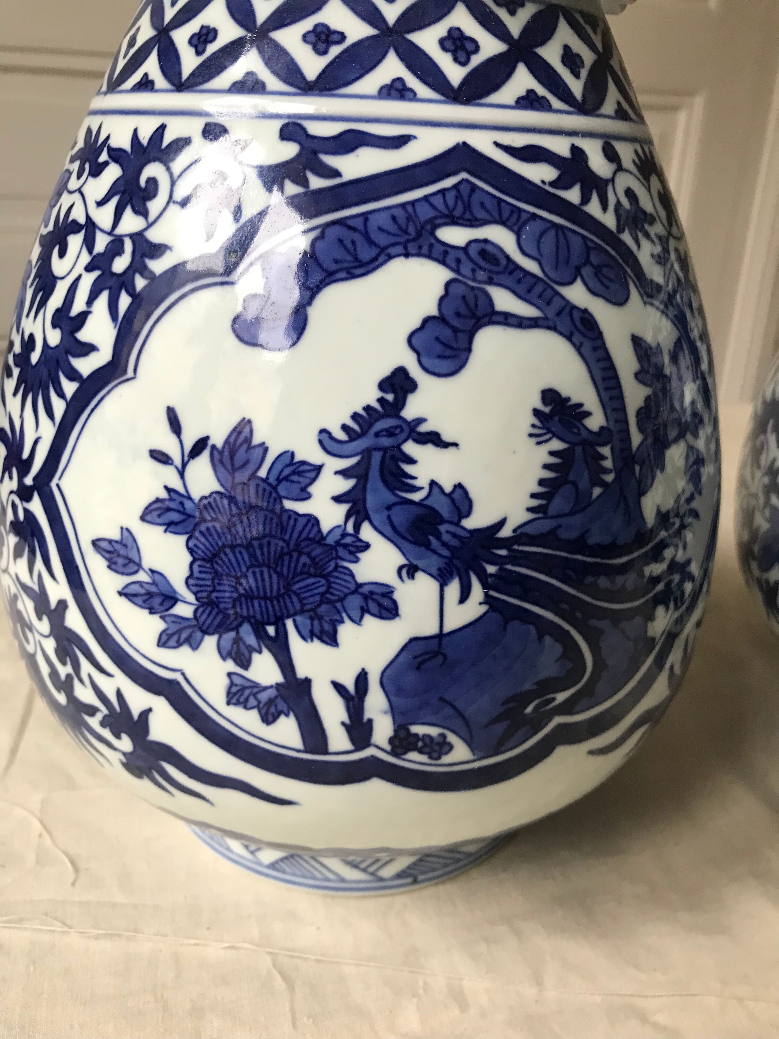 Pair of blue and white Chinese vases