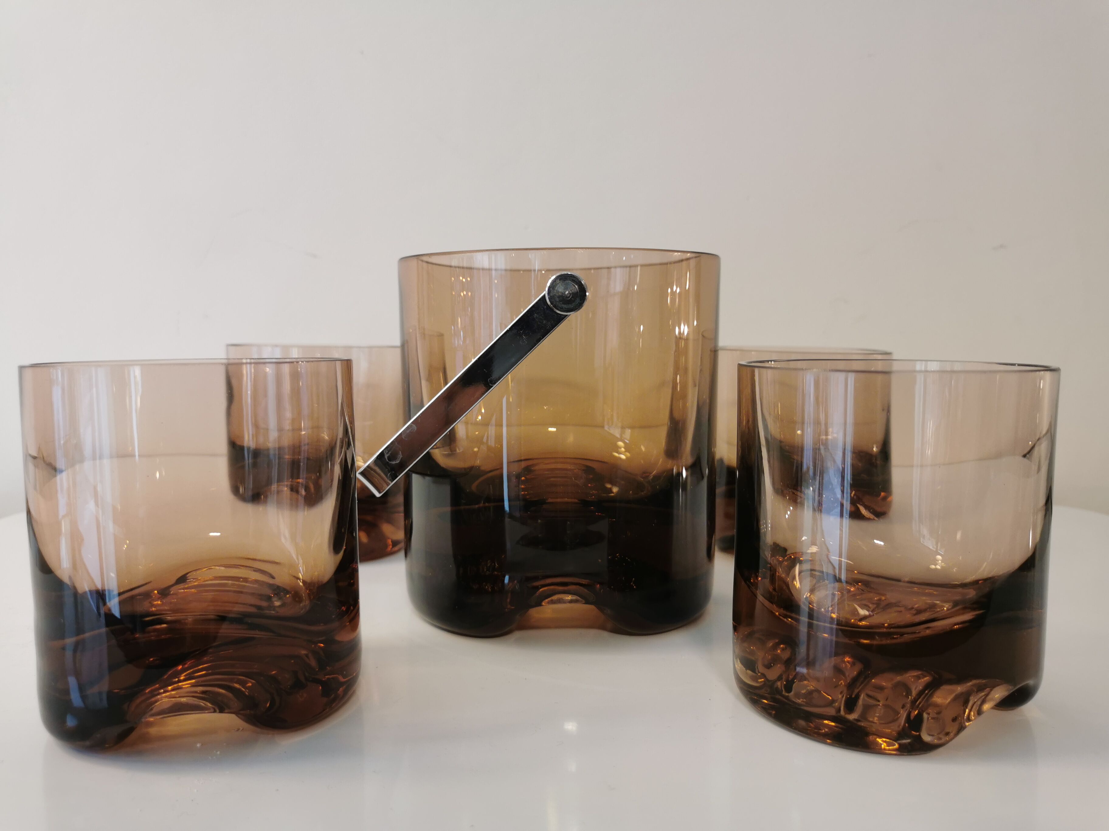 Vintage whisky service in 70s blown glass