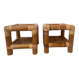 Pair of 70s bamboo bedside tables