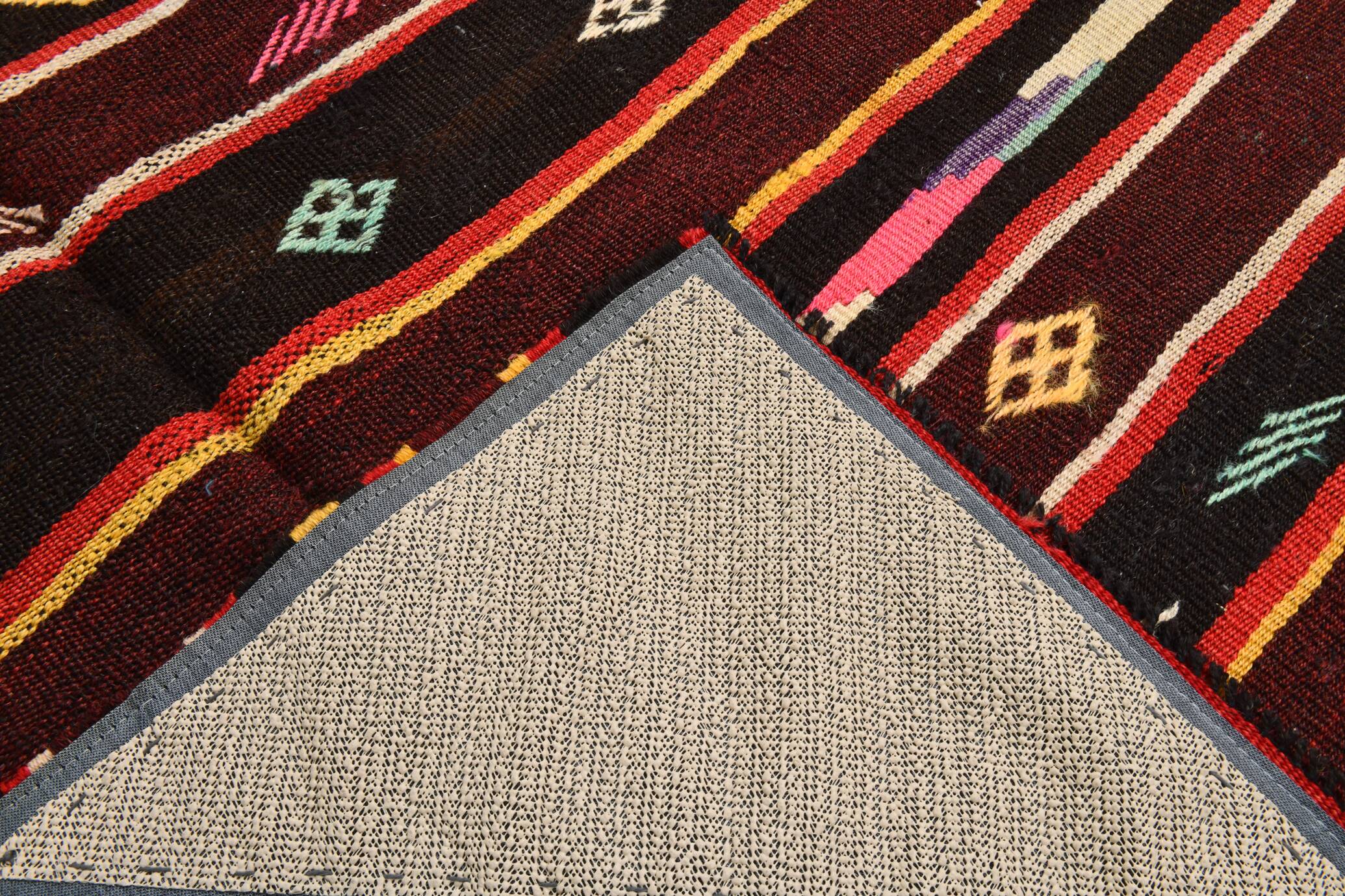 5x9 Wine Red Vintage Kilim Area Rug, 143x275Cm