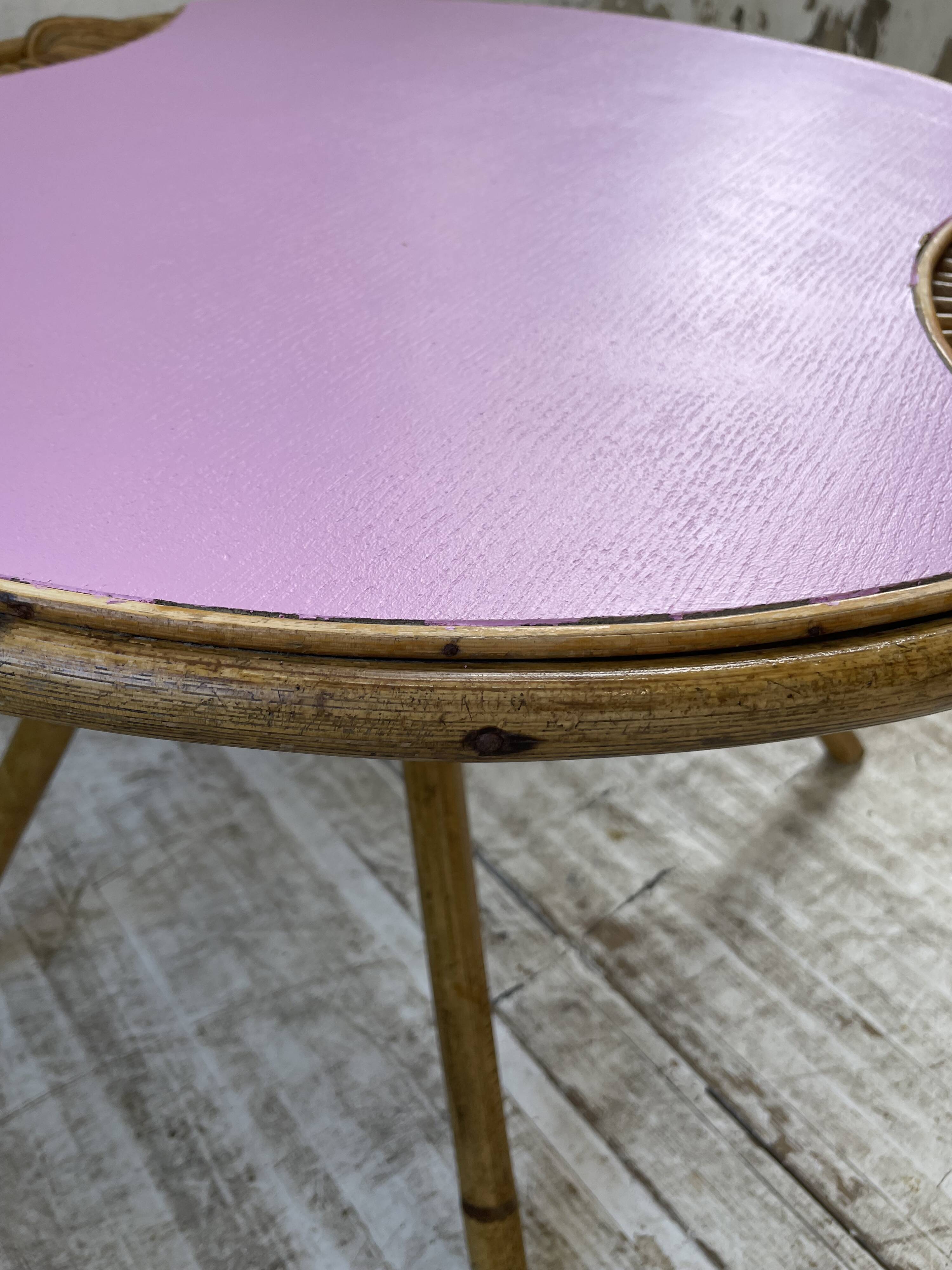Vintage pink rattan coffee table