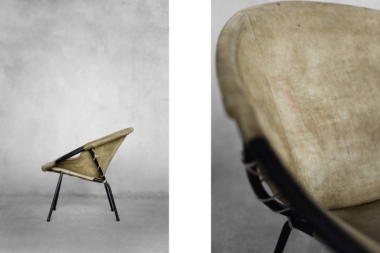 Metal and suede armchair, Germany 1960