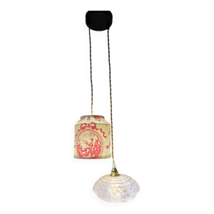 suspension toile de Jouy - clichy rose