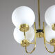 Mid-century brass and opaline glass chandelier